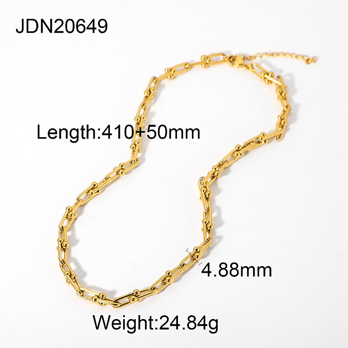 fashion 18K goldplated stainless steel Ushaped chain necklace wholesale jewelry
