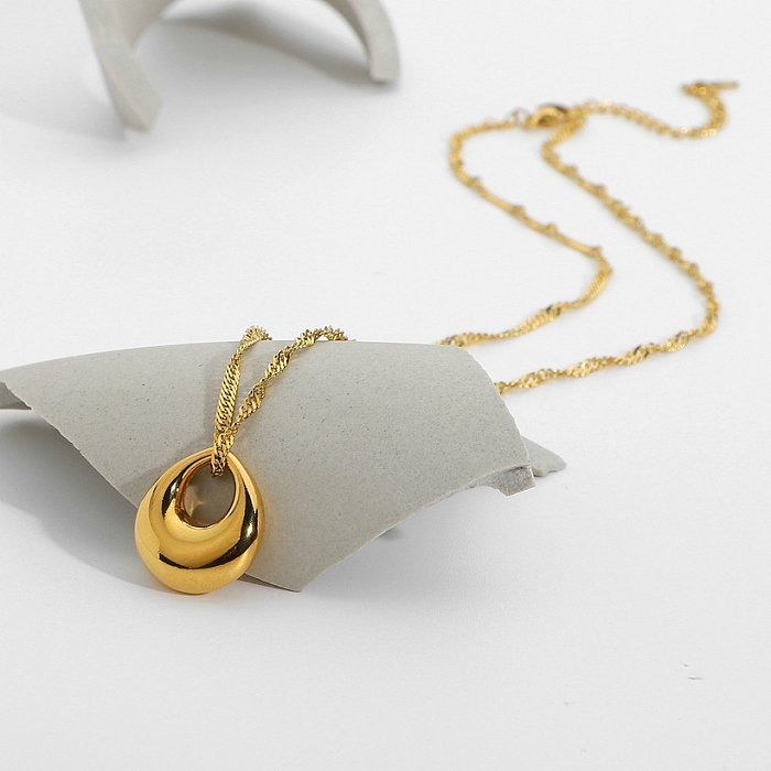 simple gold drop pendant 18K stainless steel necklace