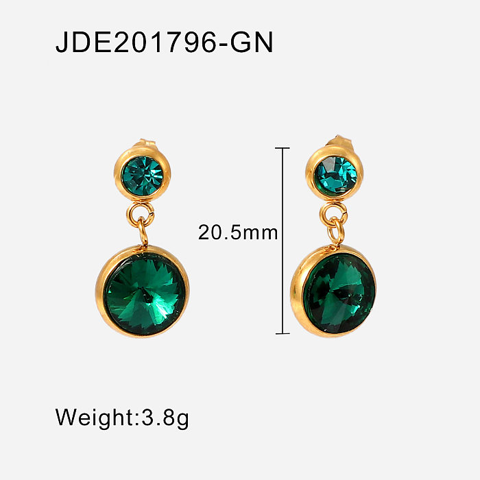 stainless steel earrings round zircon pendant jewelry gift earrings