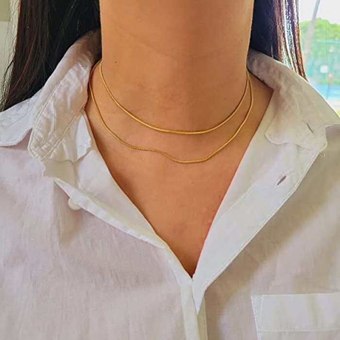 Mode Geometrische Edelstahl Choker Vergoldete Edelstahl Halsketten