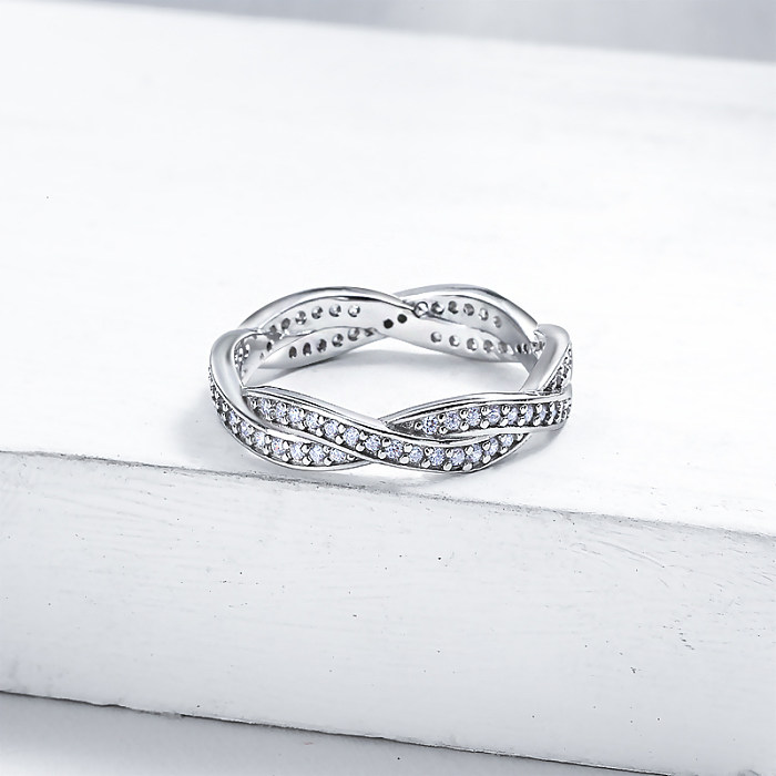 anillos de compromiso de plata anillos de plata de ley con diamantes personalizados para mujeres proveedor de china
