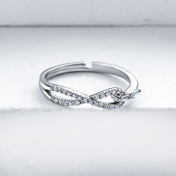 Anillo infinito de plata barato y banda para mujer, anillos de plata con piedras de diamante para mujer, anillos de plata de ley 925
