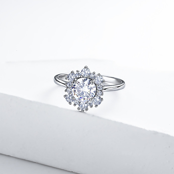 Anillos de moissanita de plata para mujer, anillos de diamantes de plata para mujer, anillos de plata de ley 925 con piedras