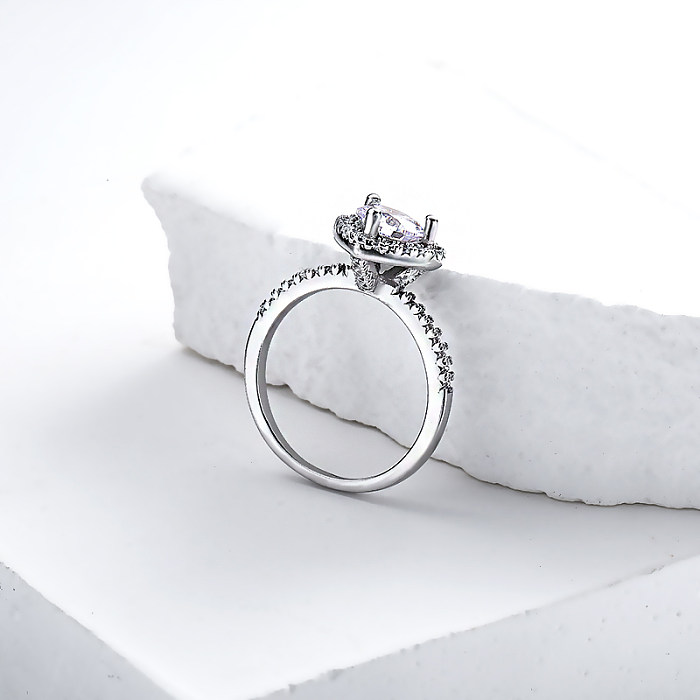 Anéis de prata em forma de coração para mulheres anéis de diamante de casamento de prata para mulheres 925 anéis de promessa de prata esterlina para ela
