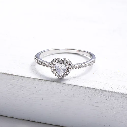 925 Silver Heart Wedding Rings for Women Moissanite Ring