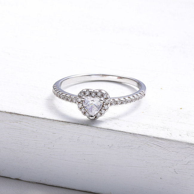 925 Silver Heart Wedding Rings for Women Moissanite Ring