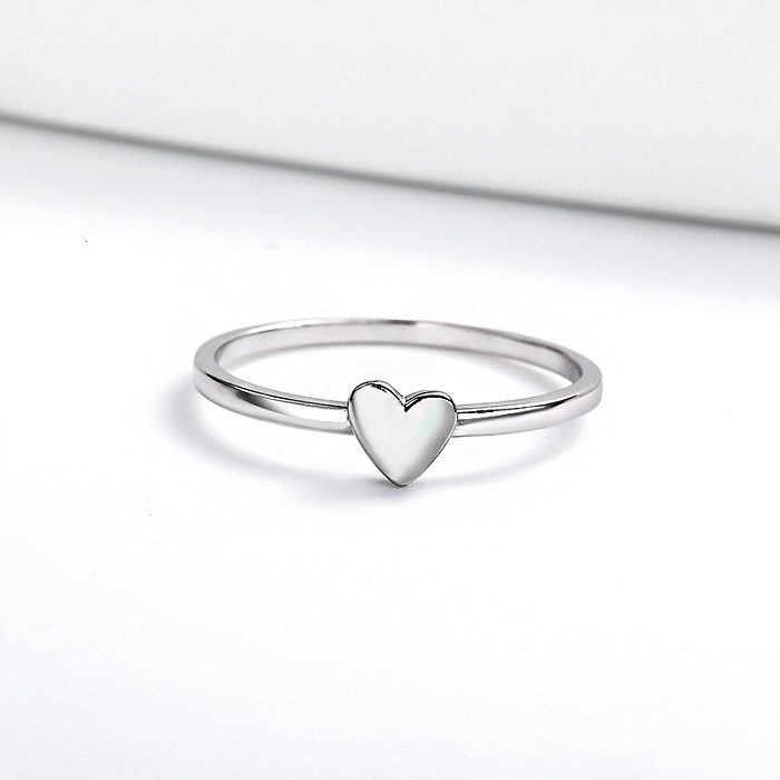 Anéis de coração de prata esterlina 925 para mulheres