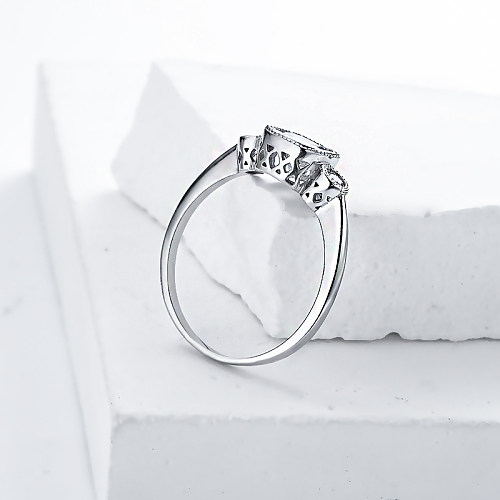 Anéis de noivado moissanite personalizados Anel de noivado de três pedras de noivado moissanite para mulheres