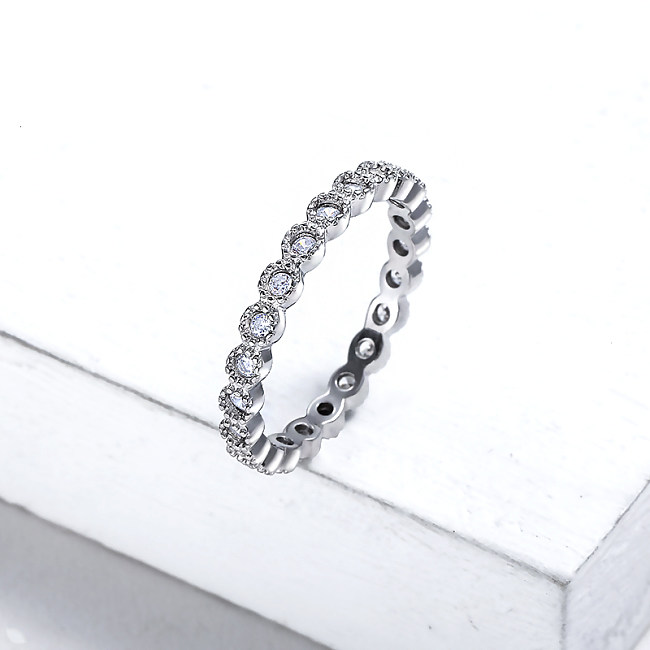 925 Silver Women Dainty Stackable Ring Moissanite Ring