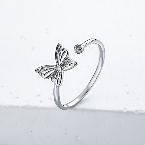 Anel borboleta simples anéis de prata esterlina para mulheres anéis de noivado para mulheres sem diamantes anéis de prata esterlina noivado feminino