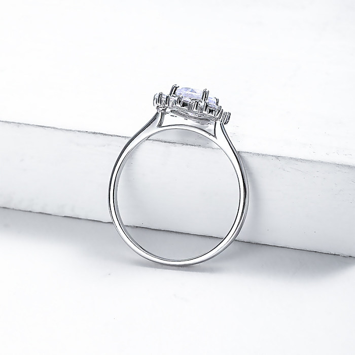 Silberne Moissanite-Ringe für Damen Silberne Diamantringe für Damen 925er Sterlingsilberringe mit Steinen