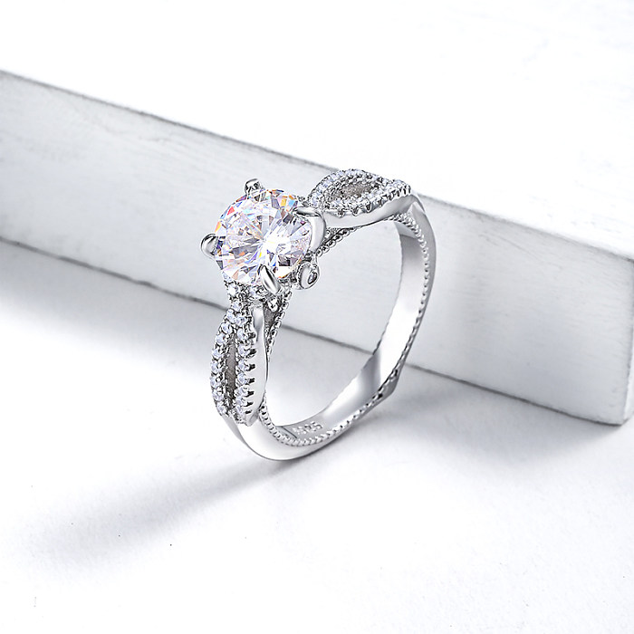 Anel moissanite a granel 925 anéis de casamento de prata esterlina para mulheres atacado jóias de prata esterlina