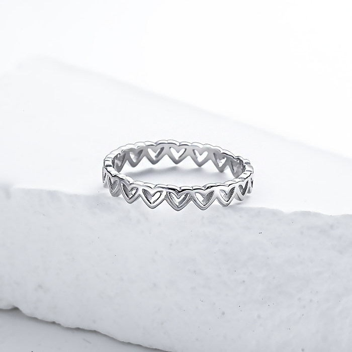 Anillos de compromiso de corte polyheart, anillos simples de plata de ley para mujer, anillos de plata de ley 925 para mujer