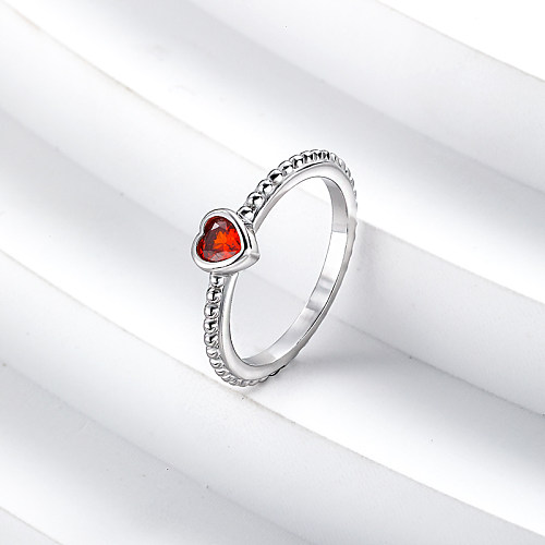 Anéis de noivado vintage de coração vermelho granada 925 prata