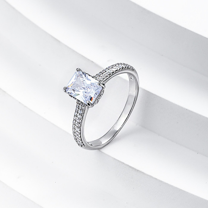 Verlobung Hochzeit 925 Silber Baguette Diamant für Frauen