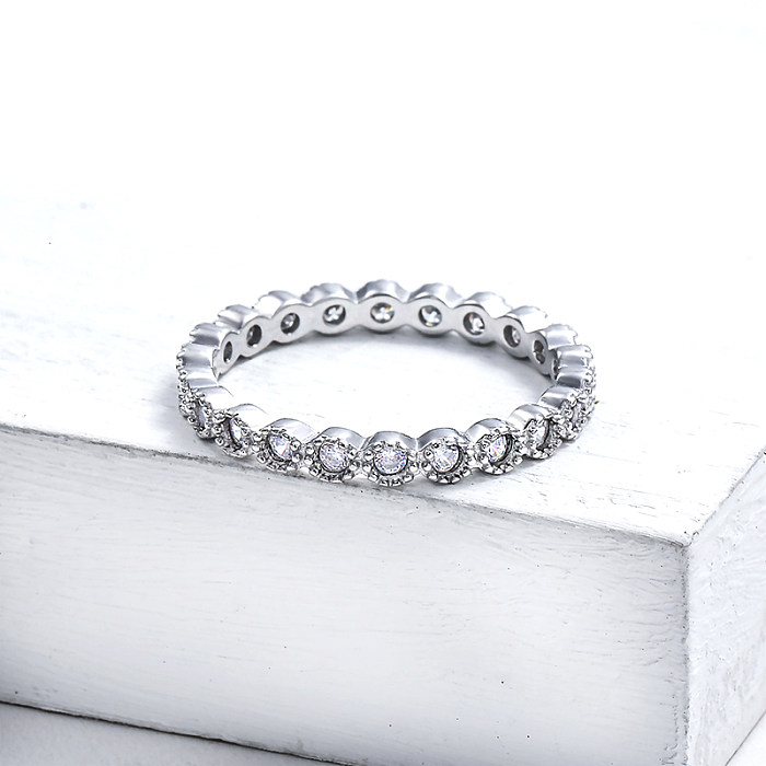 925 Silver Women Dainty Stackable Ring Moissanite Ring