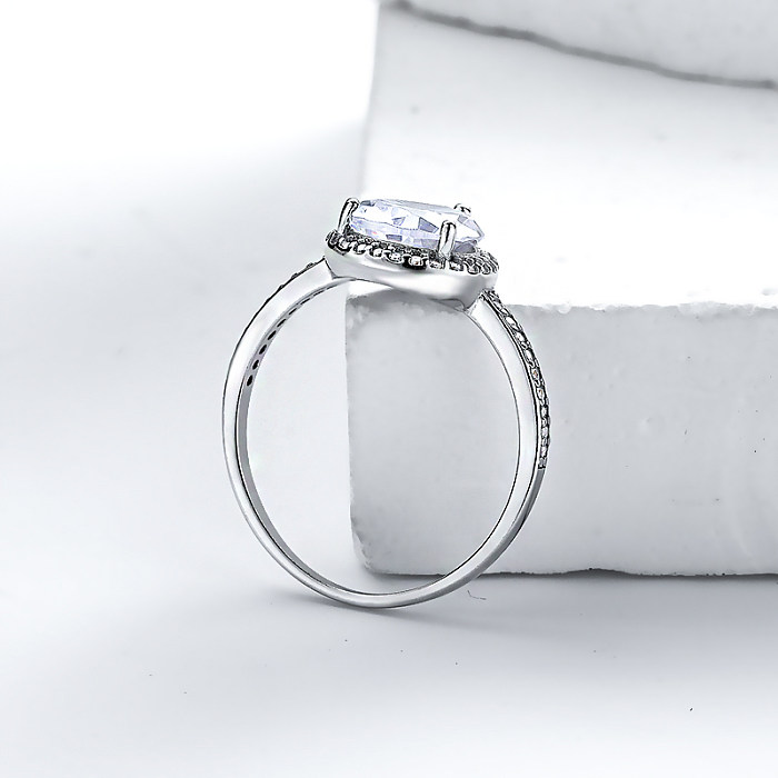 Anel de noivado em forma de pêra 925 prata esterlina anéis de prata real anéis de noivado moissanite para mulheres