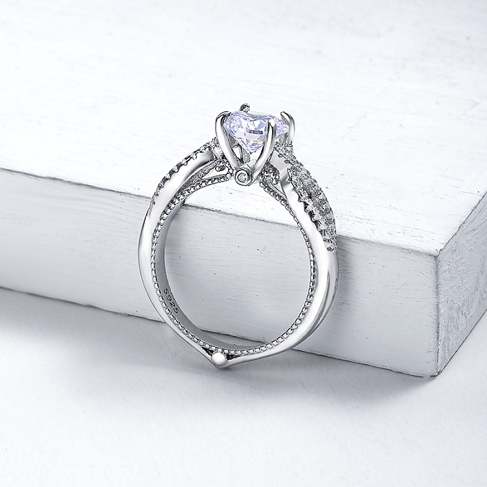 Bulk Moissanite Ring 925 Sterling Silber Trauringe für Frauen Großhandel Sterling Silber Schmuck