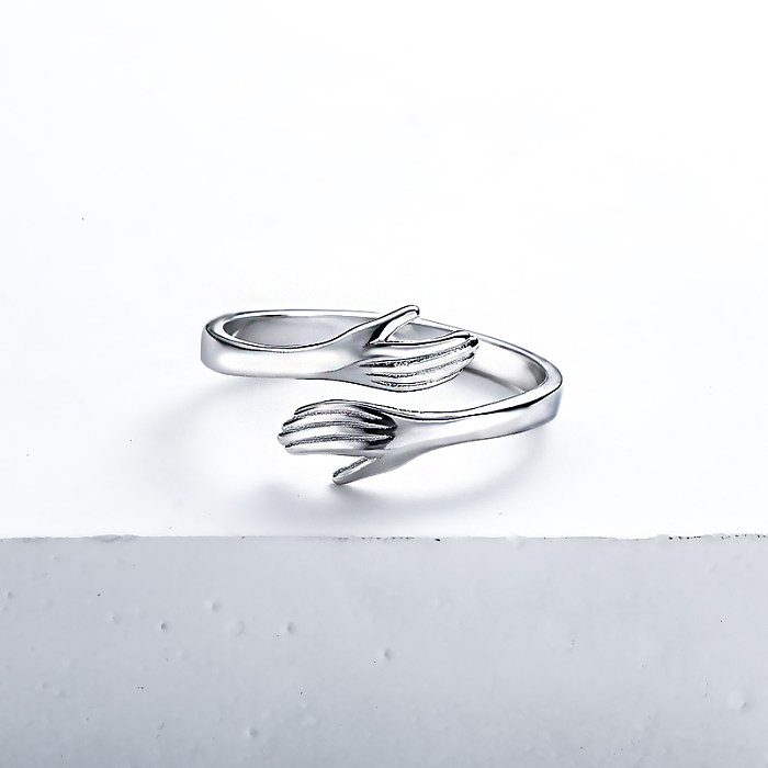 custom hug sterling silver hand rings for women sterling silver rings for women