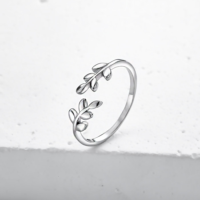sterling silver leaf shape rings sterling silver promise rings silver wedding rings for women