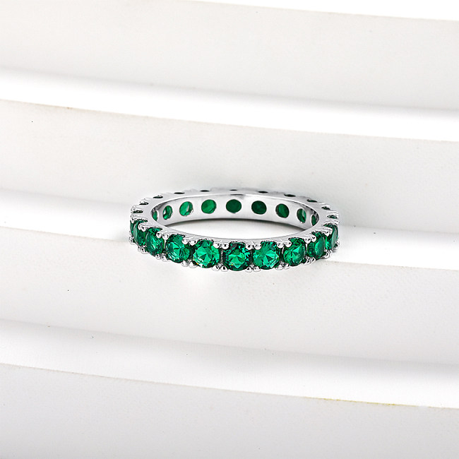 Vintage 925 Silver Emerald Ring for Women