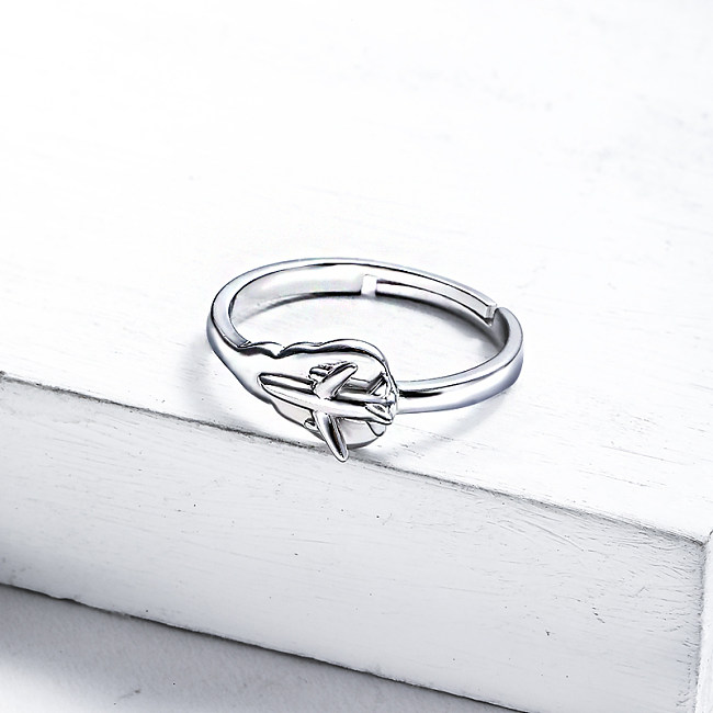 Funny Airplane Ring 925 Sterling Silver