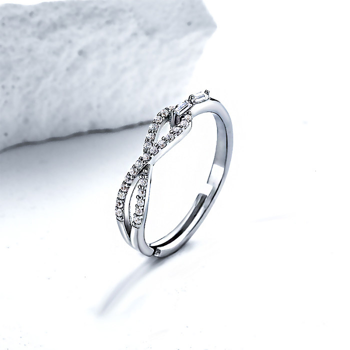 billiger silberner Unendlichkeitsring und Band für Frauen Silberringe mit Diamantsteinen für Frauen Ringe aus 925er Sterlingsilber