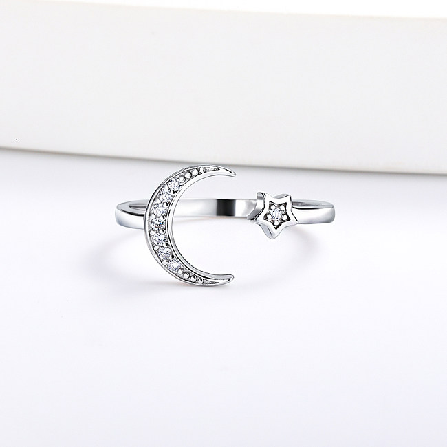 925 Silber Mond-Stern-Ring-Design