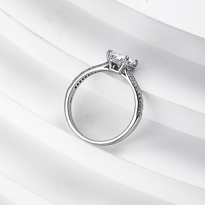 Diamante baguete de noivado de prata 925 para mulheres
