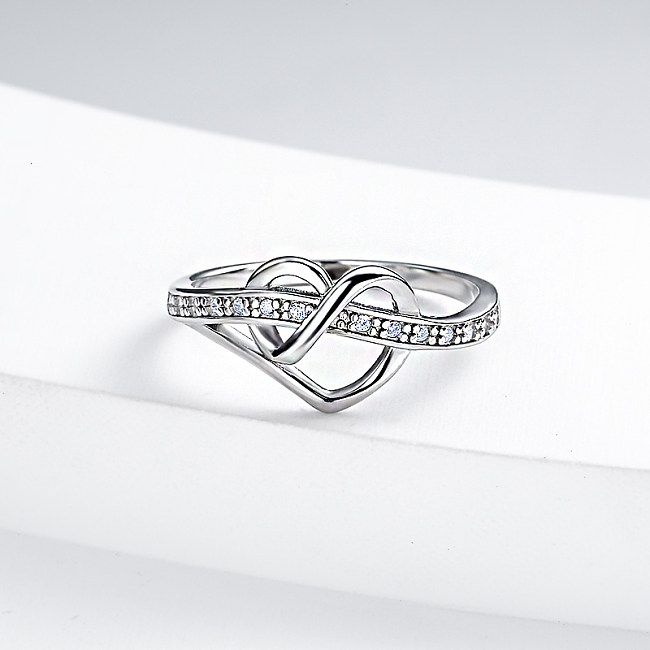 Anel de coração de zircão cúbico personalizado prata 925