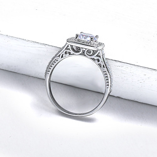 Moissanite Diamond Square Engagement Rings 925 Silver for Ladies