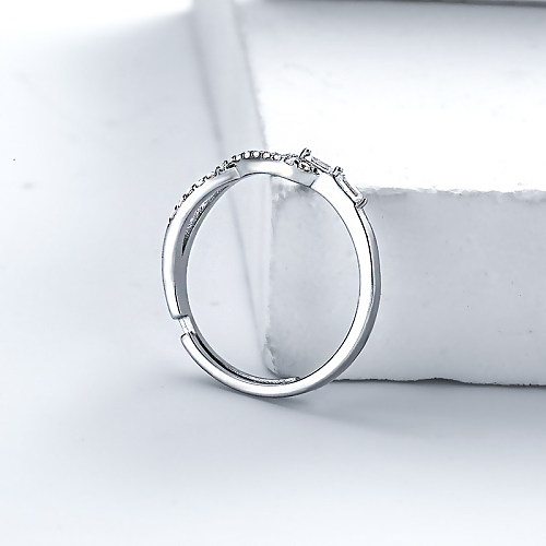 billiger silberner Unendlichkeitsring und Band für Frauen Silberringe mit Diamantsteinen für Frauen Ringe aus 925er Sterlingsilber