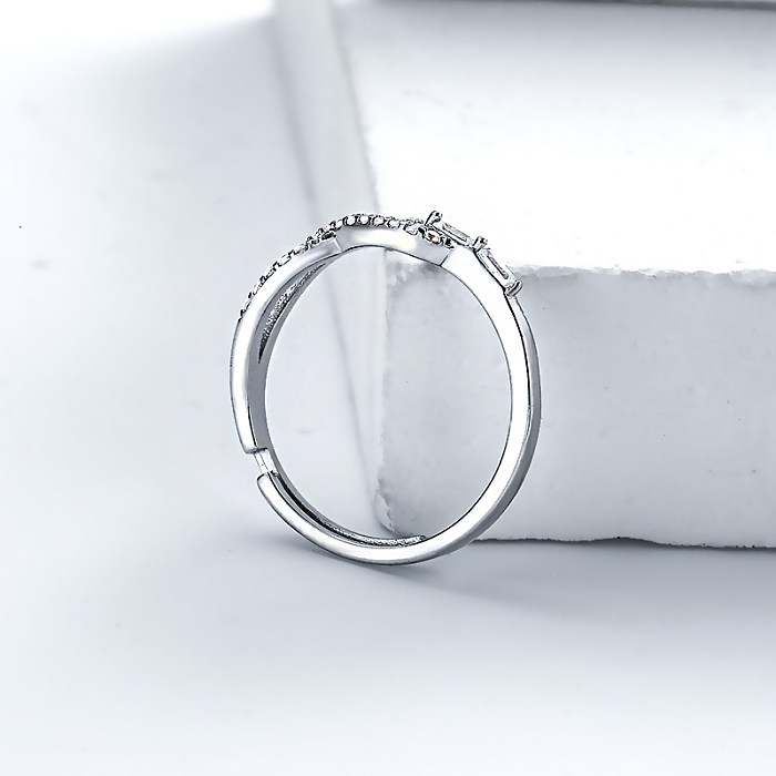 Anel infinito de prata barato e banda para mulheres anéis de prata com pedras de diamante para mulheres 925 anéis de prata esterlina