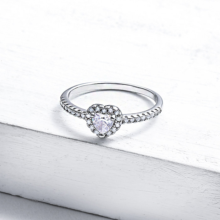 925 Silver Heart Wedding Rings for Women Moissanite Ring