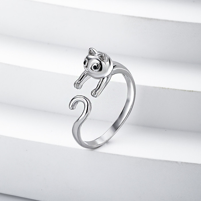 Unique Sterling Silver Cat Ring for Girls
