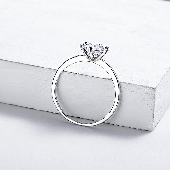 Anéis de prata moissanite 925 baratos simples personalizados