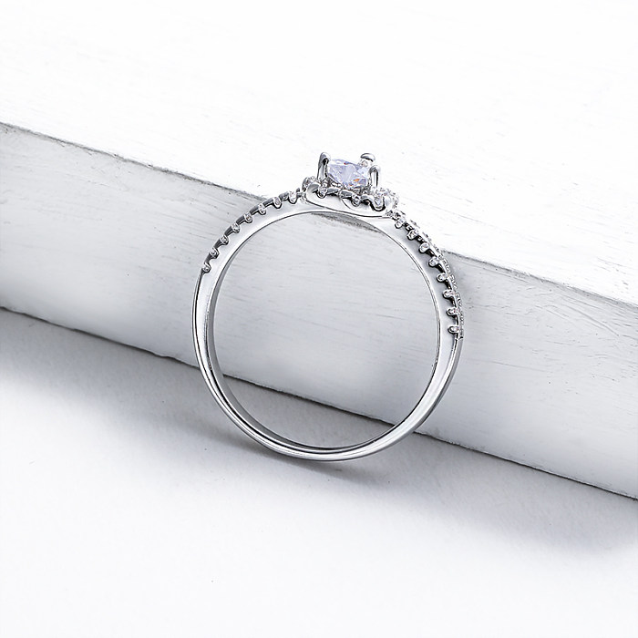 Anéis de casamento de coração de prata 925 para mulheres Anel Moissanite