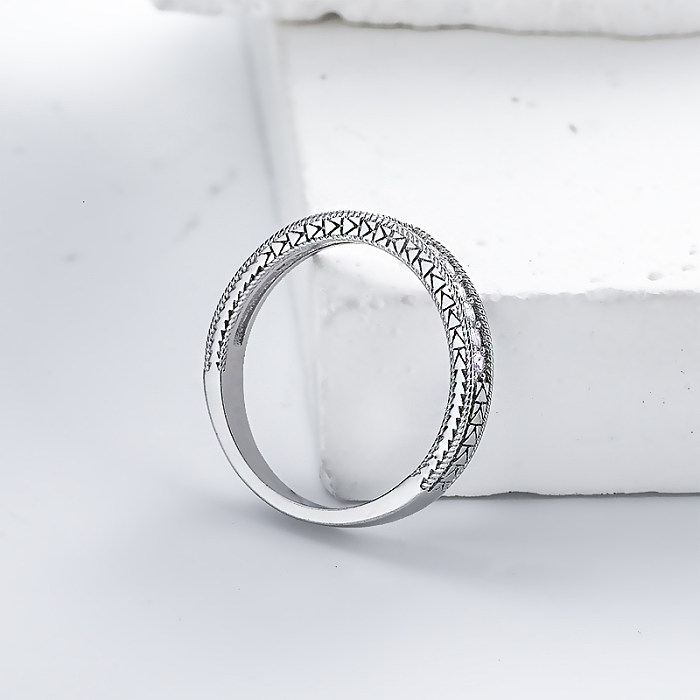 Anéis de paládio de prata esterlina para mulheres Anéis de prata esterlina para noivado com diamantes para mulheres