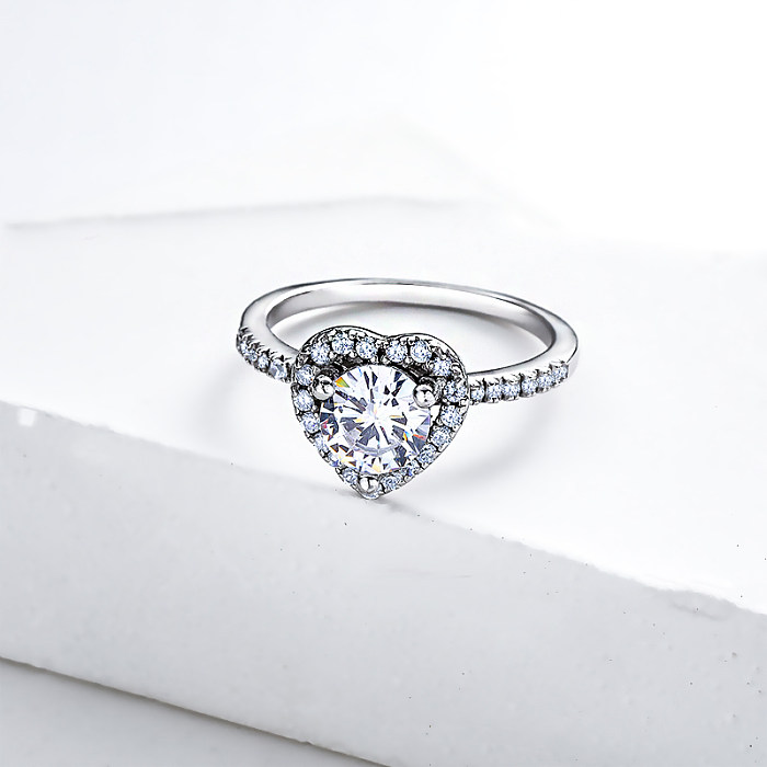 Anéis de prata em forma de coração para mulheres anéis de diamante de casamento de prata para mulheres 925 anéis de promessa de prata esterlina para ela