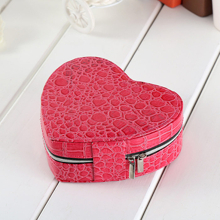 Fashion Stripe Heart Shape Pu Leather Jewelry Boxes