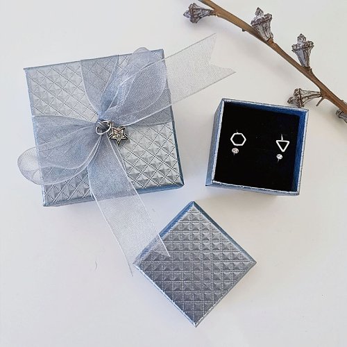 Fashion Solid Color Square Diamond Pattern Jewelry Boxes 1 Piece