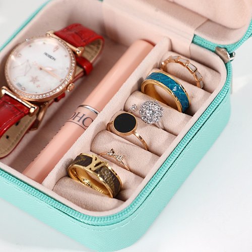 Simple Style Solid Color PU Leather Jewelry Boxes 1 Piece