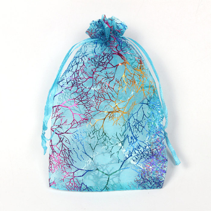 Empaquetado transparente coralino colorido de la joyería del bolso de la malla del paquete del lazo del hilado
