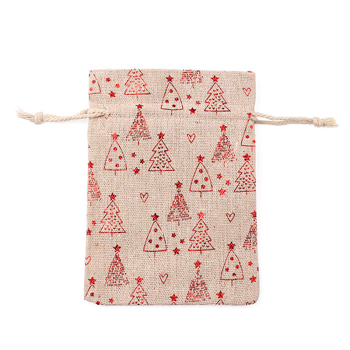 Bolsa de regalo de Navidad de copo de nieve creativa boca de paquete de lino de algodón bronceador
