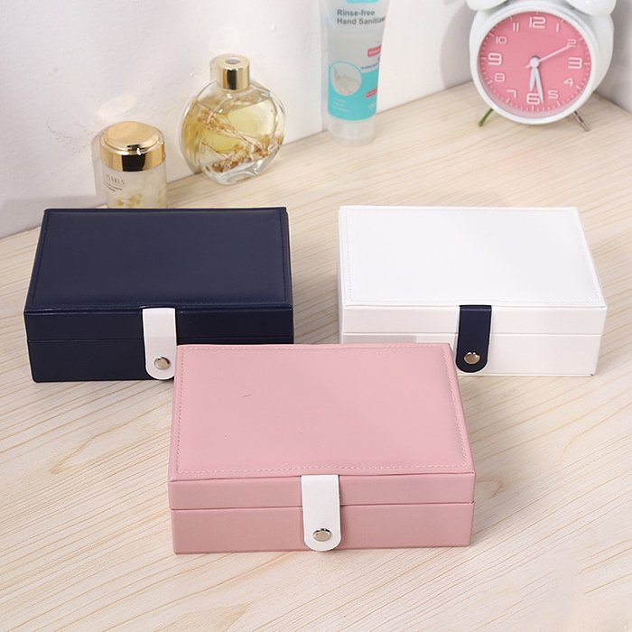 Simple Style Stripe Pu Leather Jewelry Boxes