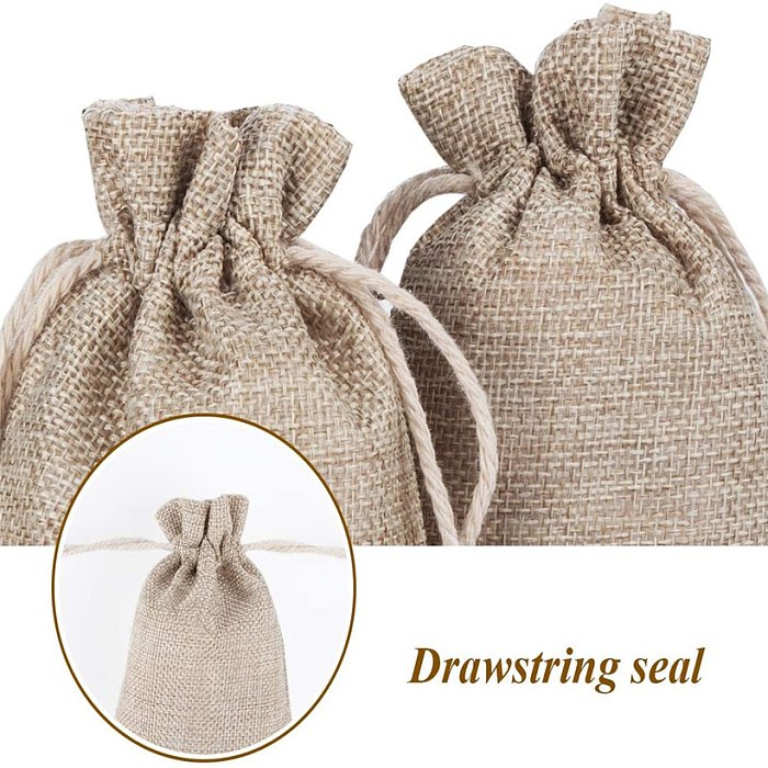 Basic Solid Color Linen Drawstring Jewelry Packaging Bags