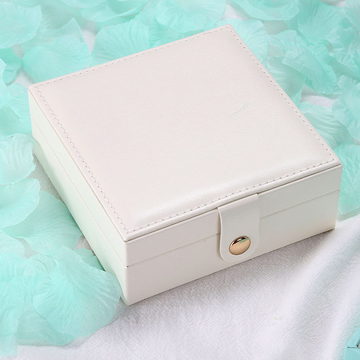 Fashion Geometric Solid Color PU Leather Metal Jewelry Boxes