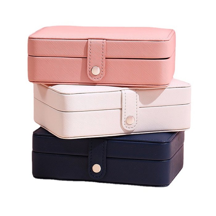 Simple Style Solid Color Pu Leather Layered Jewelry Boxes 1 Piece