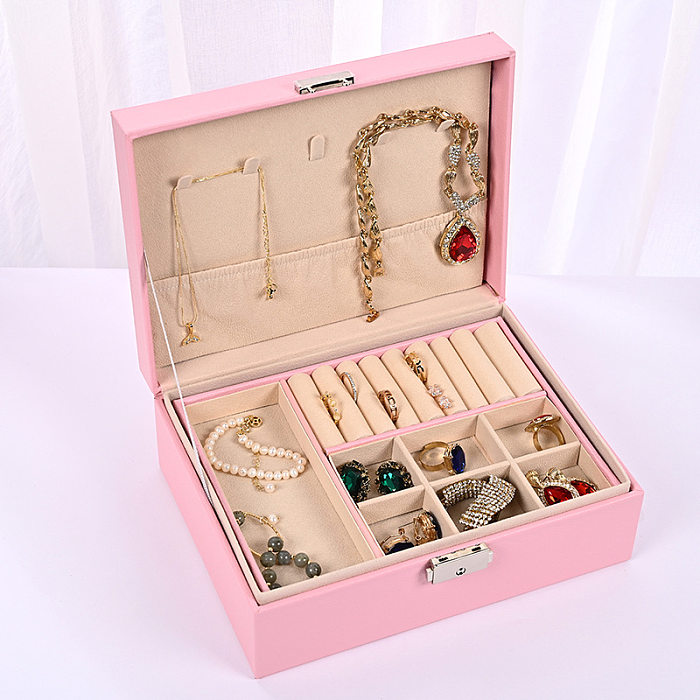 Boîtes à bijoux en cuir PU de couleur unie de style simple 1 pièce