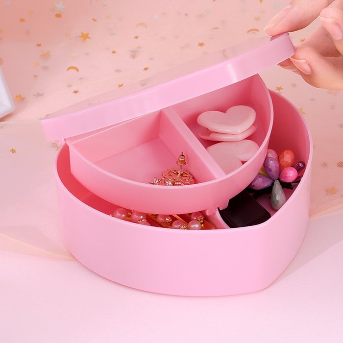 Caixa de armazenamento de coração rosa para joias de mesa estrela cereja caixa de armazenamento dupla